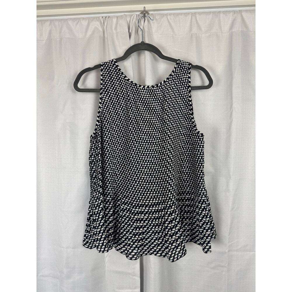 Banana Republic Peplum Tank Top Black White Flowy Minimalist Chic - Picture 4 of 5